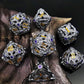 Haomeja Hollow Magic Vine Leaf Dnd Dice Set Metal Dice Set 7 Role Playing Dice D&D Dungeons And Dragons Dice (Gray + Purple Gem)