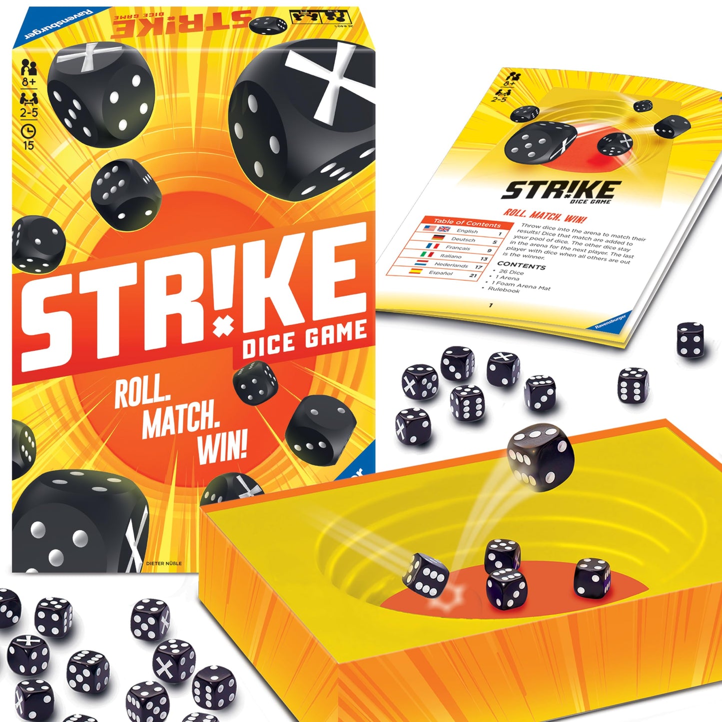 Ravensburger Strike Dice Game - Brain-Teasing Fun for Kids & Adults, Large Size, Multicolor, Model 26840, Engaging Memory Activity
