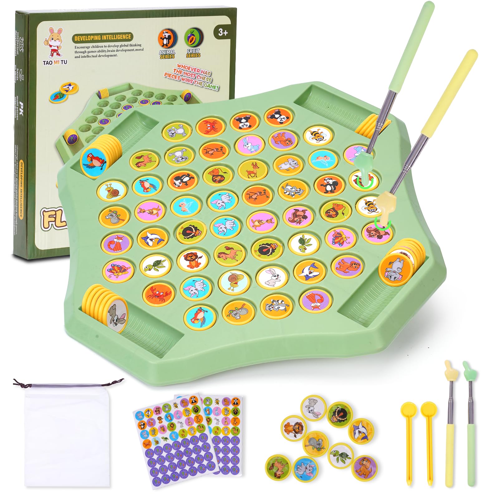 Gencokok 54Pcs Animal Flip Chess Memory Chess Game, Animal Flip Matching Chess Board, Memory Chess Game For Kindergarten Gatheri
