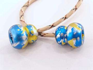 L-Shizuku Begleri Fidget Beads - Worry Fidget Beads Spin & Bump - Made Of Aluminum Alloy - For Men Women Youngs Skill Players Creates A Bit Of Magic For You (Cala-Blue Yellow&White)
