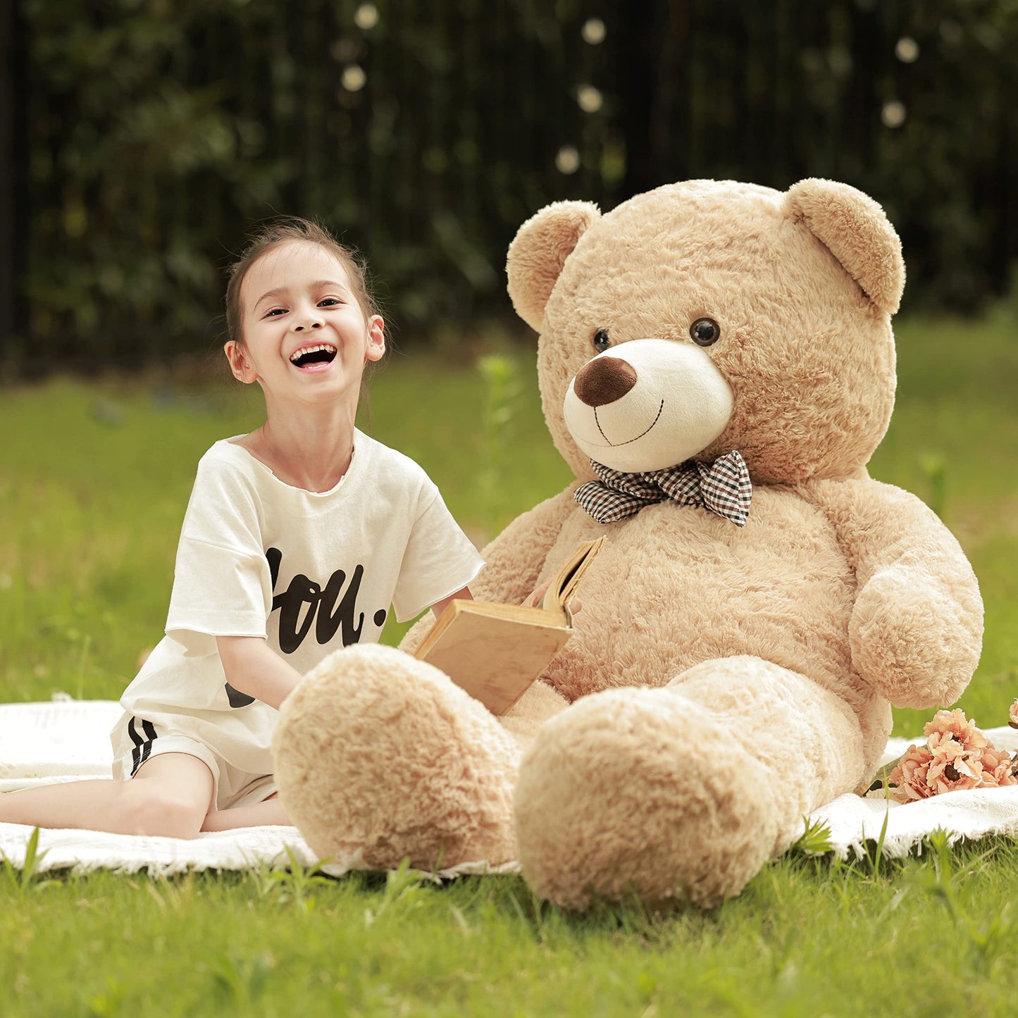Poutmac 55 Inch Giant Teddy Bear Stuffed Animal Brown Big Plush Teddy Bear Valentine'S Gift For Girlfriend Soft Stuffed Bear Ani