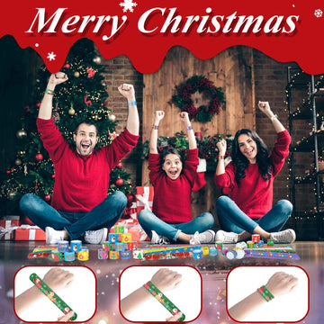 Christmas Slap Bracelets 48Pcs Christmas Party Favors for Kids Christmas Stocking Christmas Bracelets Christmas Party Supplies C