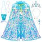 Meland Princess Dress Up For Girls - Mermaid Cape Dress Up Clothes With Bag Crown, Gift For Girls 3 4 5 6 7 8 Years Old
