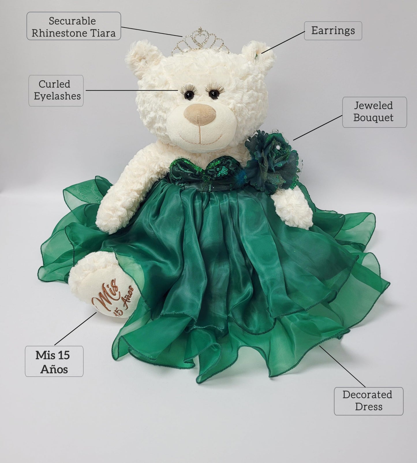 Kinnex Collections By Amanda 20' Quince Anos Quinceanera Last Doll Teddy Bear With Dress (Centerpiece) ~Gold~ B16831-6