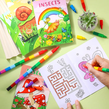 Benlouis 24 Pcs Insects Mini Coloring Books Kids Spring Butterfly Bee Beetle Party Favors Activity Books Bulk For Kids Spring Bi
