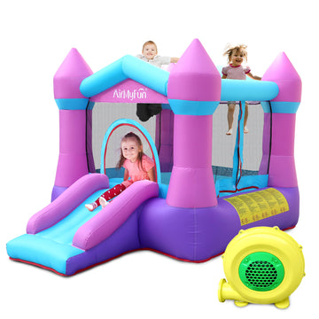 Airmyfun Pink Inflatable Toddler Bounce House With Blower, Indoor/Outdoor Jumping Castle For Kids 3-8, Inflatable Bouncy House With Slide, 82011B