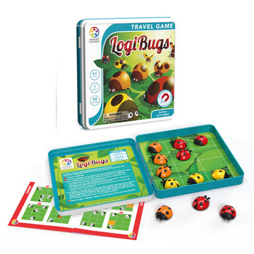 SmartGames LogiBugs Metal Box Magnetic Travel Game with 48 Challenges for Ages 6 - mature-themed