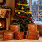 Weekgrat 6 Pcs Large Magical Themed Christmas Under Tree Decor Box Travel Suitcase Travel Party Decor Paperboard Fantasy Themed