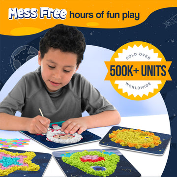 jackinthebox Poke Poke Art for Kids - Space Theme, Mess-Free Fabric Art and Craft, Flower Pressing Kits, Gift for Kids, Toys for