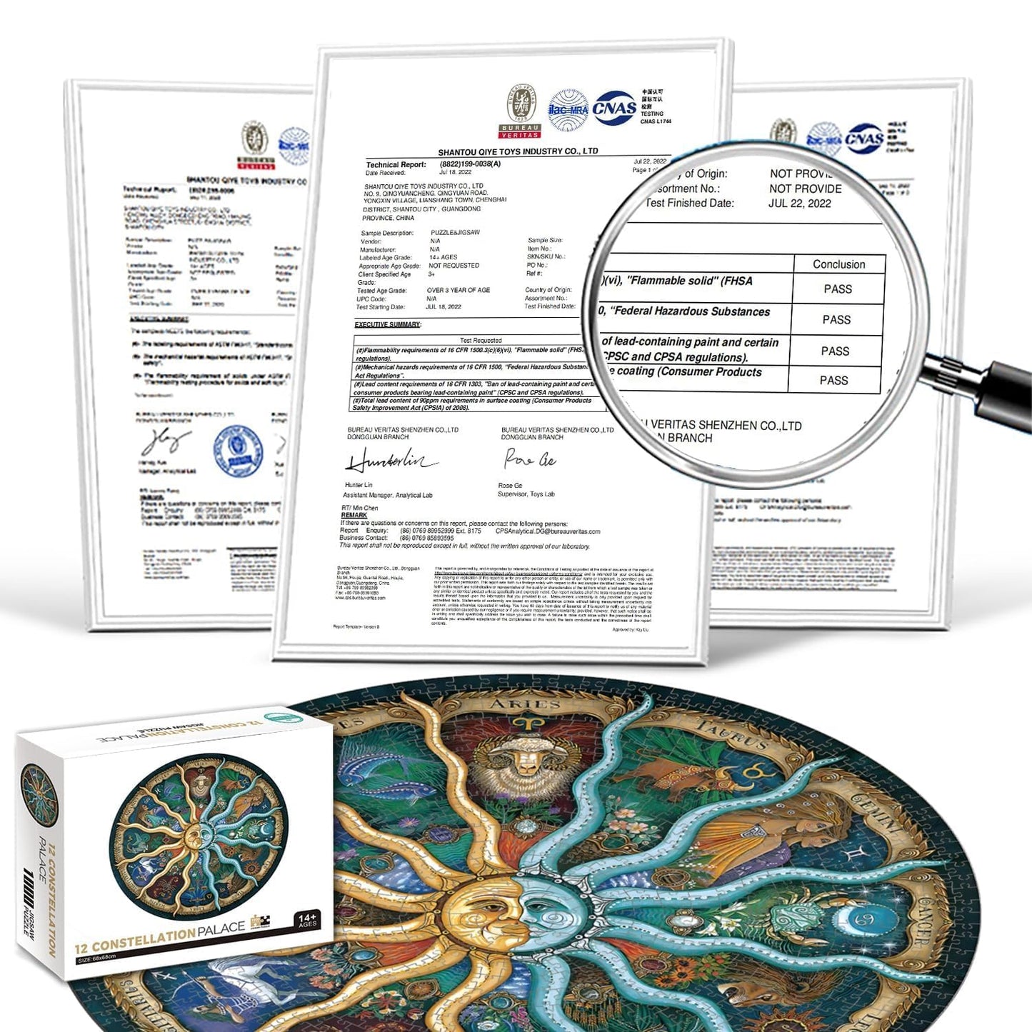 1000 Pieces Zodiac Jigsaw Puzzles For Adults Kids Teen Round Puzzle Game Toys Gift Zodiac Horoscope 26.7' X 26.7'