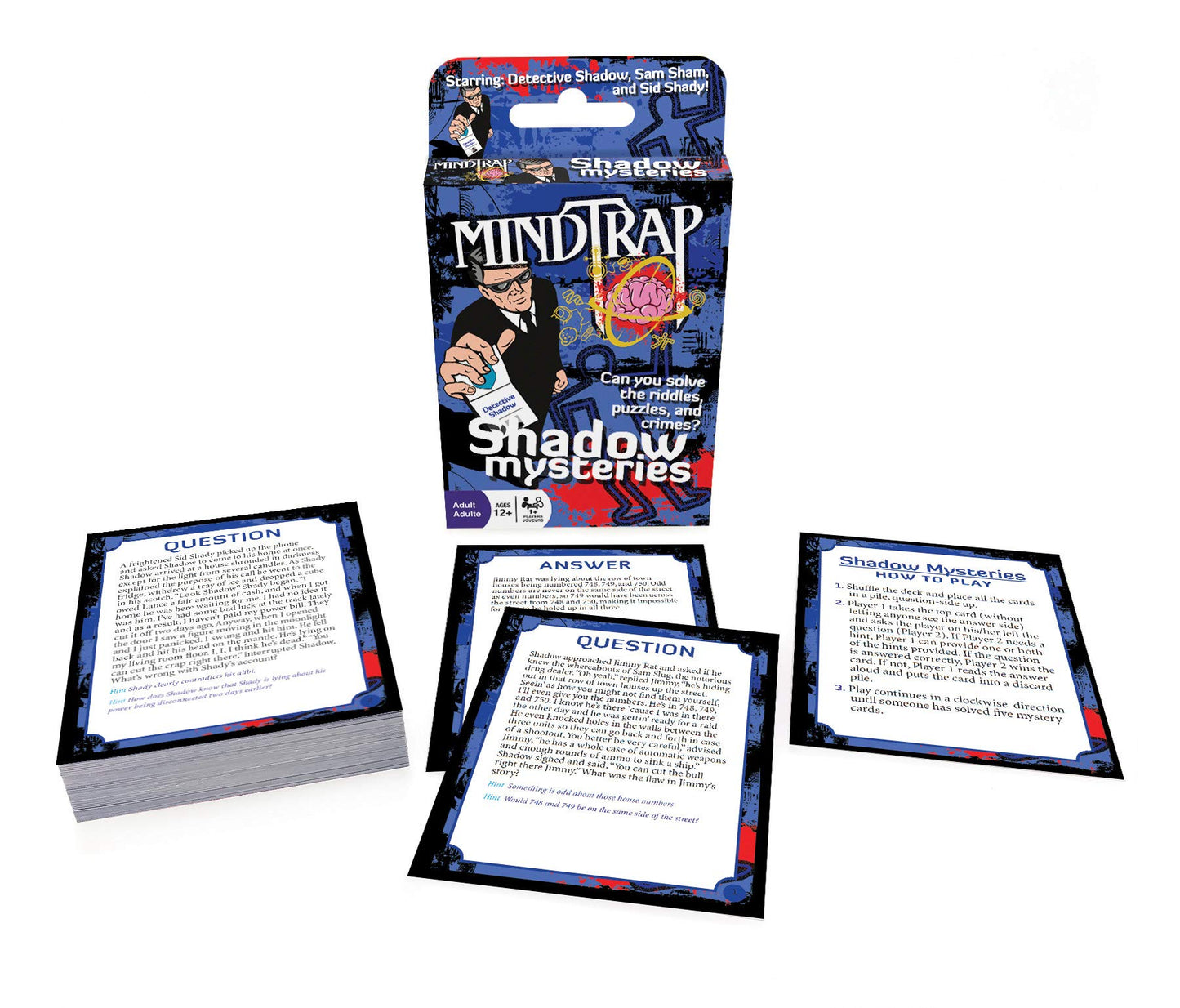 Outset Media - Mind Trap Shadow Mysteries - The Ultimate Crime Mystery Card Game - Includes 54 Cards, Ages 12+