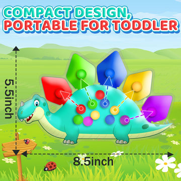 2Pc Dinosaur Color Sorting Sensory Toys, Montessori Toys For Toddler Fine Motor Skill Game Learning Activities Quiet Calm Down F