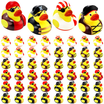 2 Inch Mini Pirate Rubber Ducks Toys Cruise Ducks Cute Yellow Duck Decor Bathtub Pool Toys Pirate Party Favors For Carnival Supplies Baby Shower Birthday Party Favor Gifts(48 Pcs)