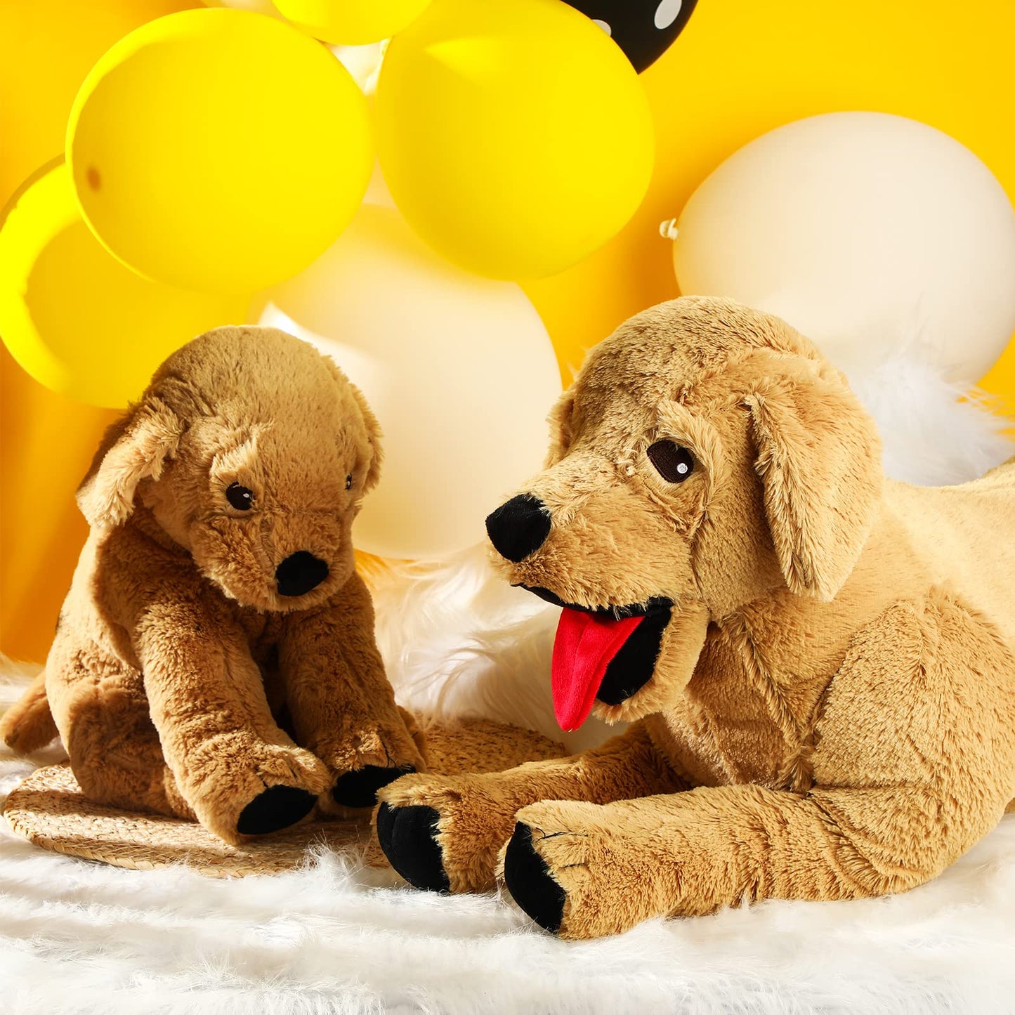 Civaner 2 Pcs Dog Stuffed Animals Plush Soft Cuddly Golden Retriever Plush Toys Large Stuffed Animals Puppy Dog Toy For Birthday Party, 27.6 Inch And 13.8 Inch