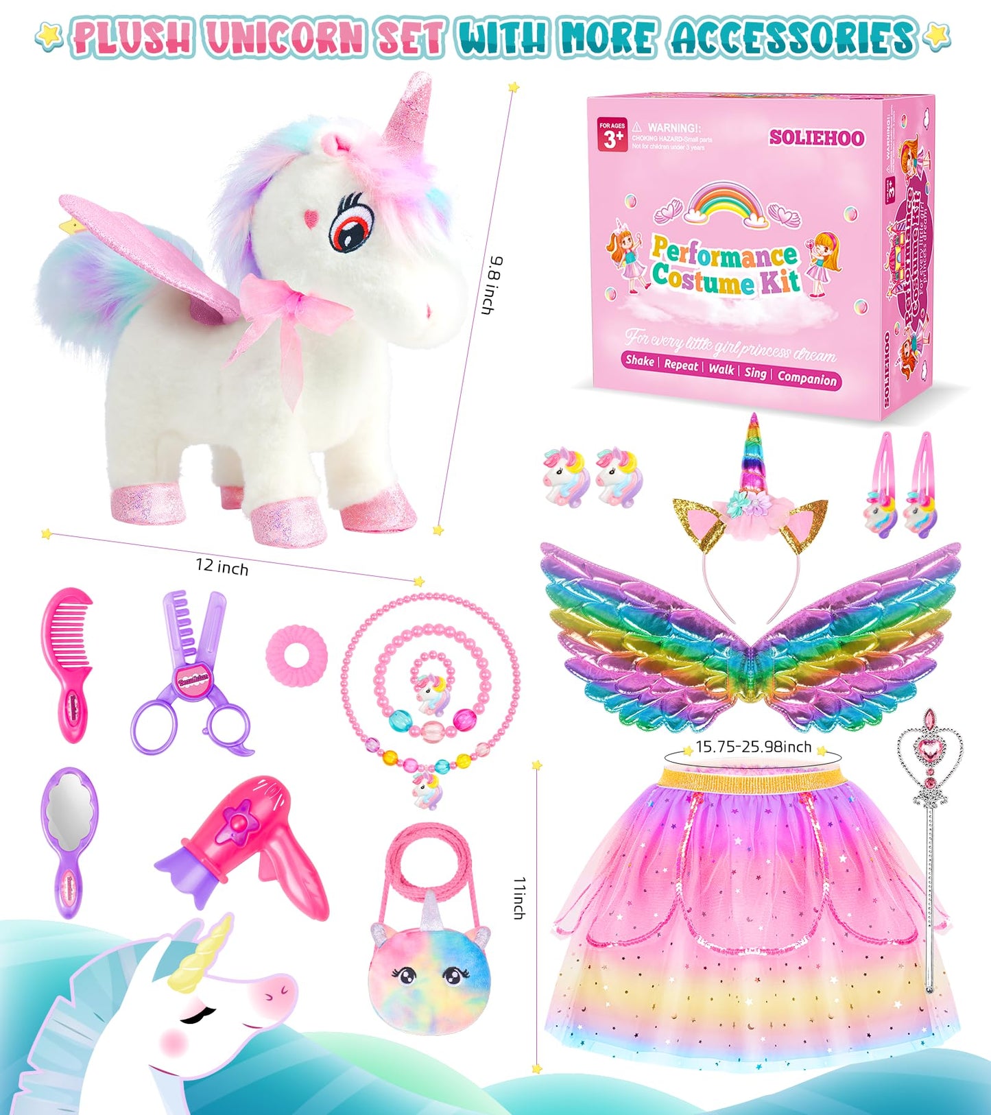 Soliehoo Unicorn Toys For Girls Unicorn Gifts, Walking Talking Singing Interactive Toy, Remote Control Plush Unicorn Pet Care To