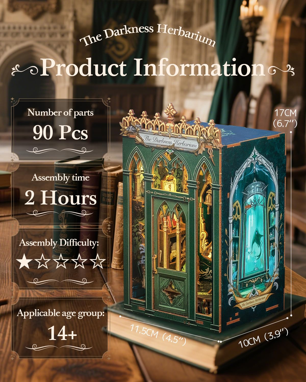 CUTEBEE Book Nook Kit - DIY Miniature House Dollhouse Kit for mature-themed and Teens  Booknook Bookshelf Decor Alley Model Build with LED Light  Gifts for Family and Friends (The Darkness Herbarium)