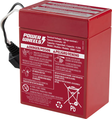 Power Wheels 6-Volt Red Rechargeable Replacement Battery For Fisher-Price Ride-On Preschool & Toddler Toy, Red