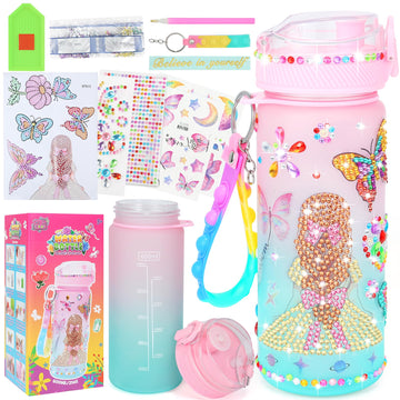 Decorate Your Own Water Bottle Kits For Girls Age 4-13, Butterfly Gem Girls Diamond Painting Crafts, Arts And Crafts Kits Toys Birthday Gifts For 4-12 Year Old Girls Kids (Butterfly 600Ml)