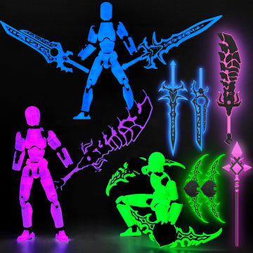 Glowing Titan 13 Action Figure Set Already Assembled  T13 Action Figures with  Accessories 3D Printed T 13 Lucky Robo Dummy Nova 13 Action Figures  Figura de acci?n t13 (3-Colors-A)