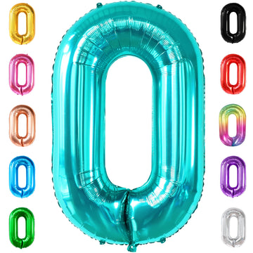 Katchon, Huge Tiffany Blue 0 Balloons - 40 Inch, Turquoise Balloons | Tiffany Blue 0 Number Balloons | Mermaid Birthday Decorations, Aqua Decorations | Turquoise Zero Balloon | Ocean Theme, Teal Party