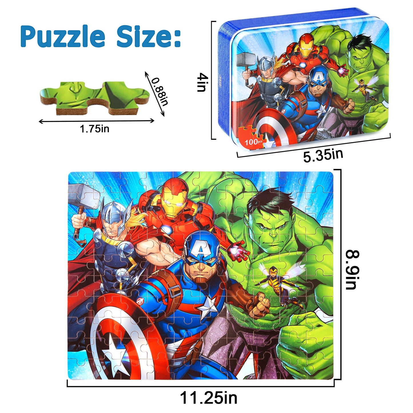 Lelemon Puzzles For Kids Ages 4-8,100 Piece Puzzles For Kids In A Metal Box, Educational Kids Puzzles Jigsaw Puzzles 100 Piece P