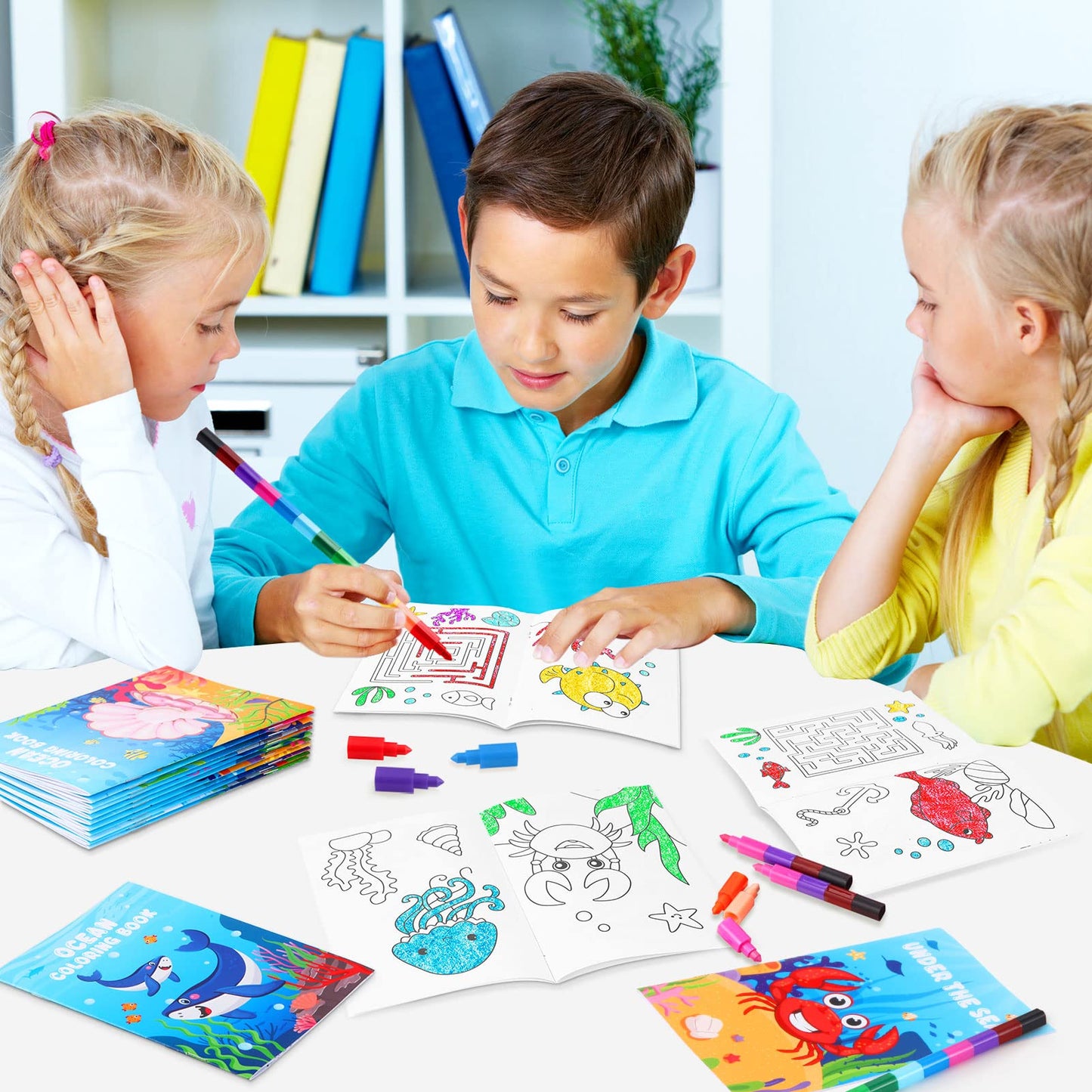 24 Pcs Under The Sea Mini Coloring Books Ocean Animals Party Favors Drawing Book Bulk For Kids Ocean Fish Birthday Party Mermaid