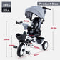 JMMD Baby Trike, 6-in-1 Kids Tricycle with Adjustable Push Handle, Removable Canopy, Safety Harness for 18 Months - 5 Year Old,