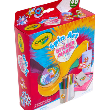 Crayola Spin Art Sticker Maker Machine, Create 42 Custom Stickers, Plastic, Small to Medium, Red/Green/Yellow/Blue, Model 747656