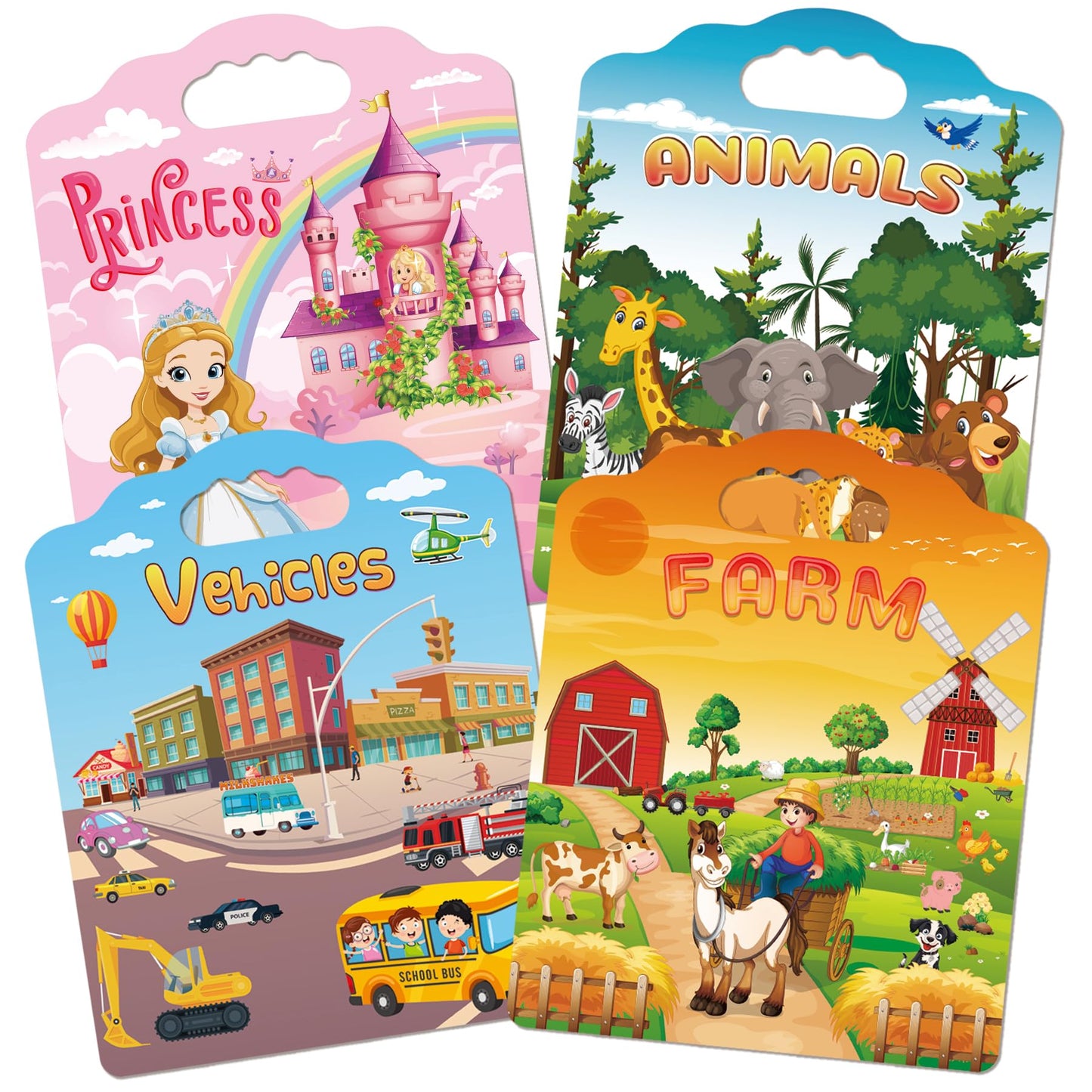 4 Set Reusable Sticker Books For Kids, Puffy Sticker Books For Toddlers 2-4, Toddler Sticker Book Ages 1-3, Kids Puffy Sticker A