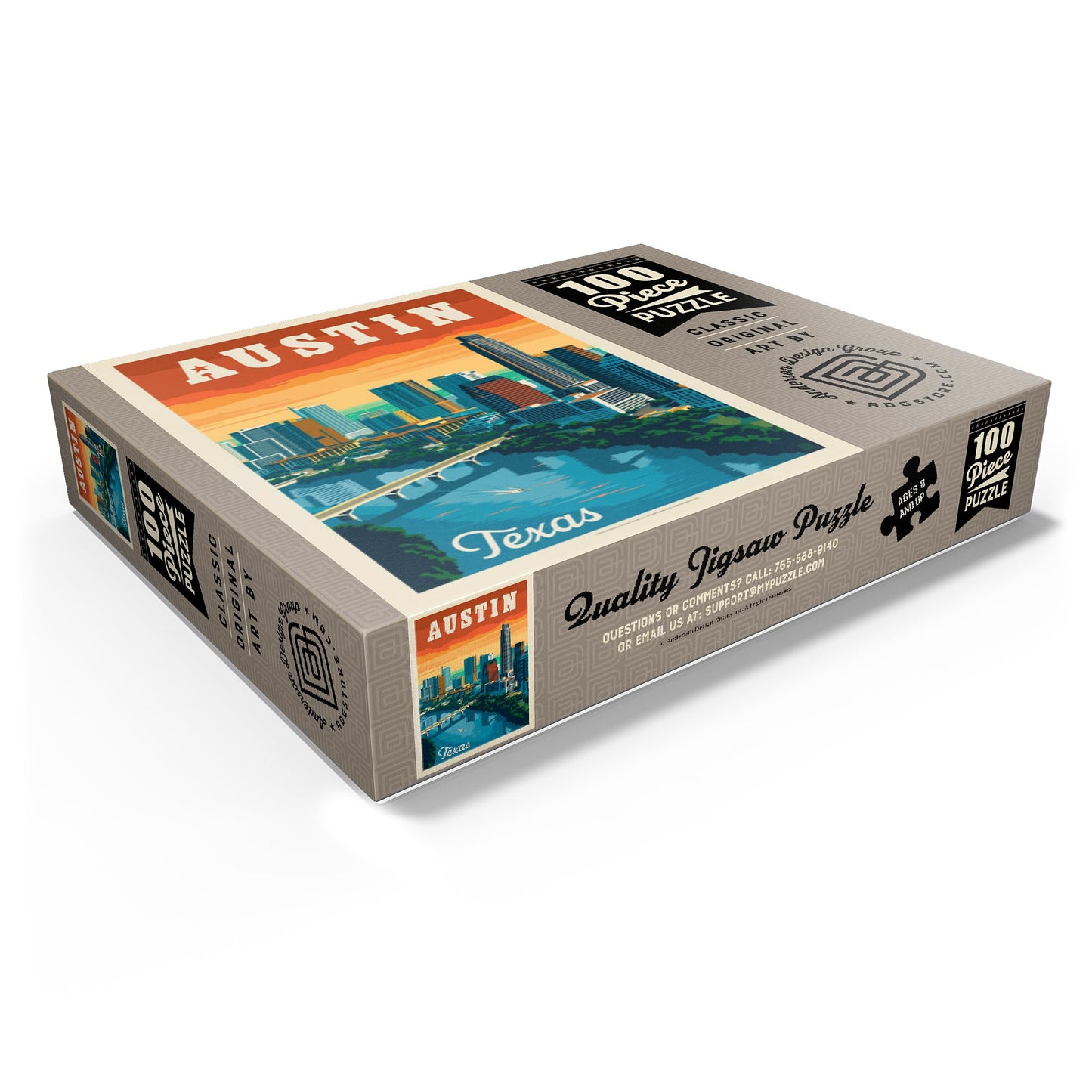 MyPuzzle Austin  Texas: Skyline  Vintage Poster - enhanced 100 Piece Jigsaw Puzzle for mature-themeds
