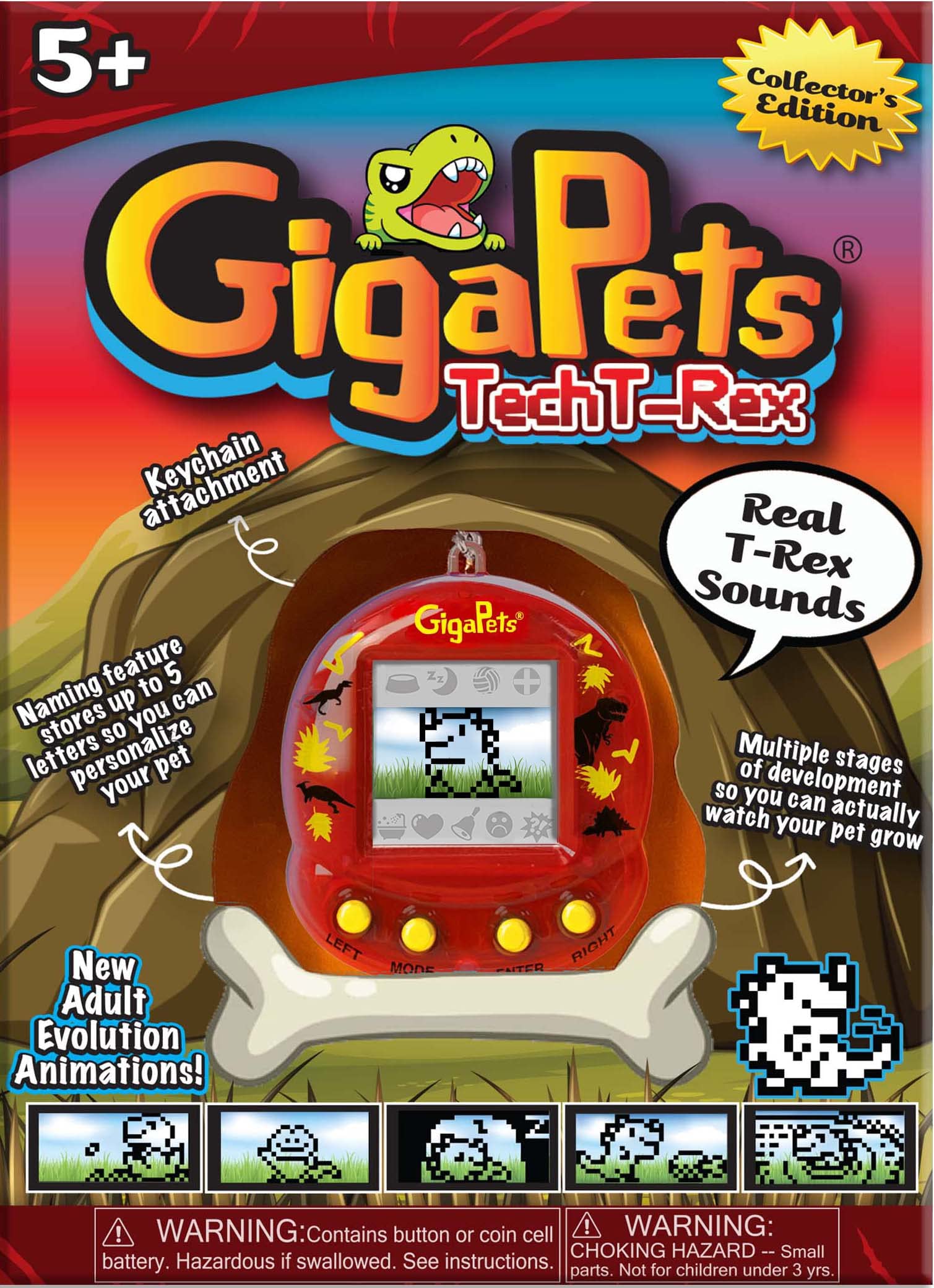 Giga Pet Virtual Pet For Kids Ages 5 And Up, 90S Throwback, 2-In-1 T-Rex Dinosaur | Upgraded Collector’S Edition | Kids Learn To Take Care Of A Pet