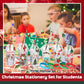 Seenelling 24 Set Christmas Stationery Party Favors for Students Xmas Gift Cups Filler with Keychain Pencil Straw Silicone Brace