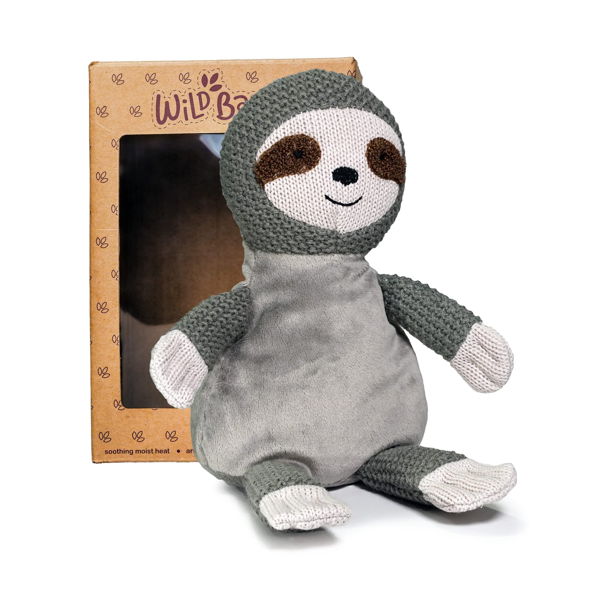 Wild Baby Sloth Stuffed Animals, Warmie For Kids, 12 Inch, Microwavable, Heatable Clay Beads, Squishmallow Plush Pal With Dried 