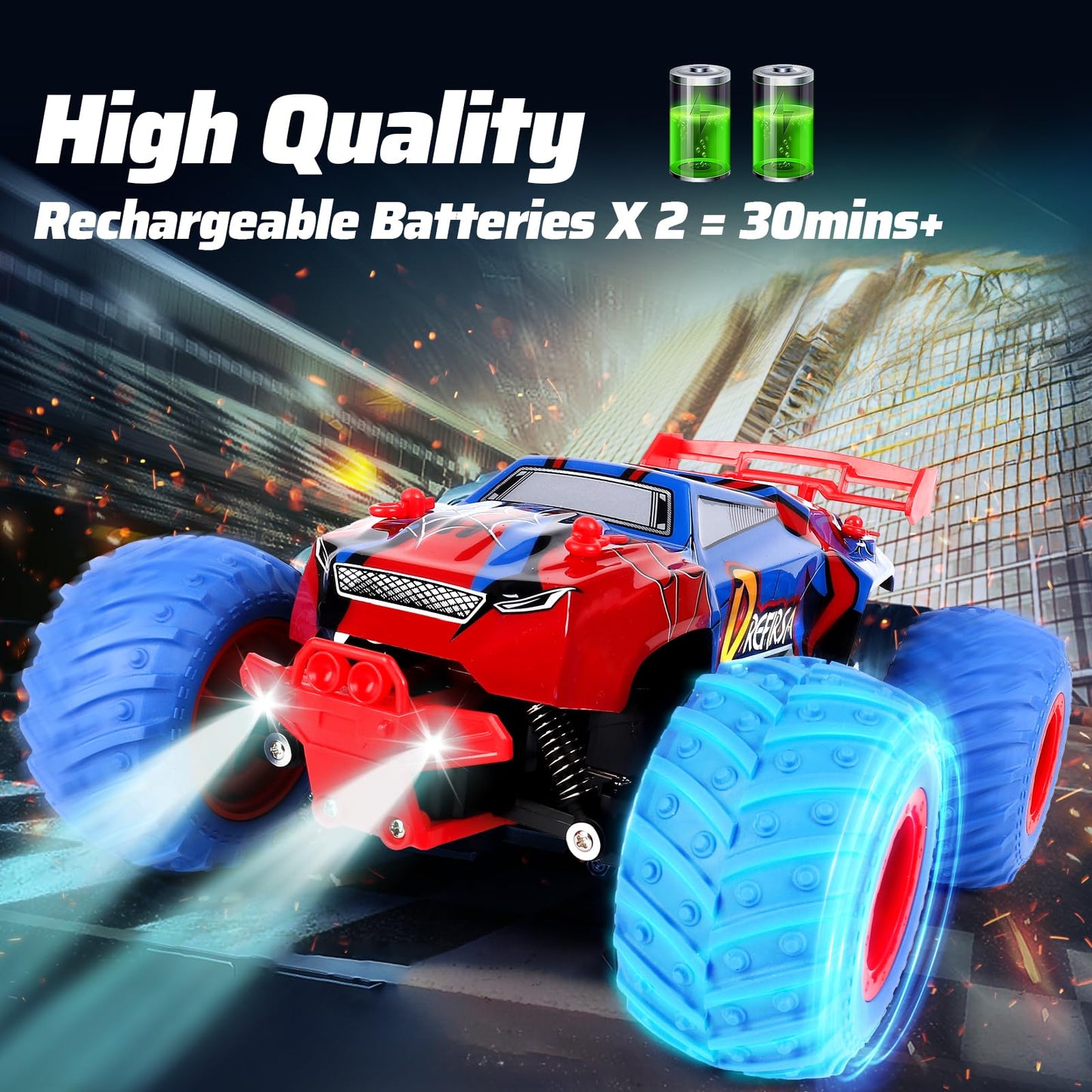 Drefirsa 1:18 Spider Remote Control Car For Boys Age 6-12, 20Mph All Terrian Remote Control Monster Truck With Colorful Bodyligh