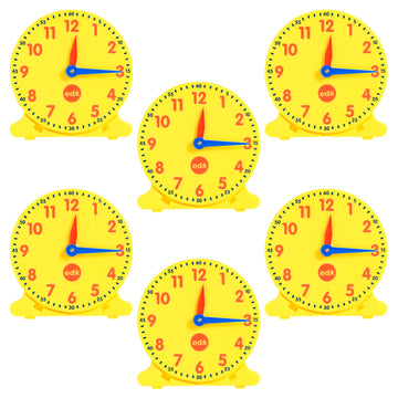 Edxeducation Student Clocks - Set Of 6 - Clock For Kids Learning To Tell Time - Analog Clocks With Movable Hands To Teach Children Minute And Hour Relationships