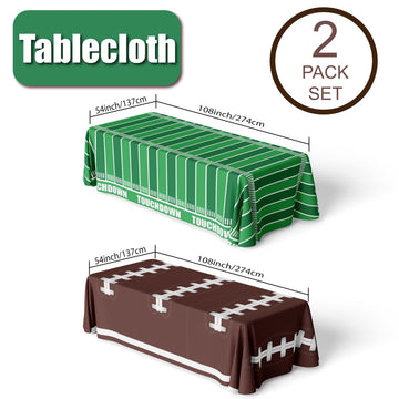 Bambluby Football Party Disposable Plastic Tablecloths - Touchdown Table Covers for Birthday Parties, Football Games, and Decora