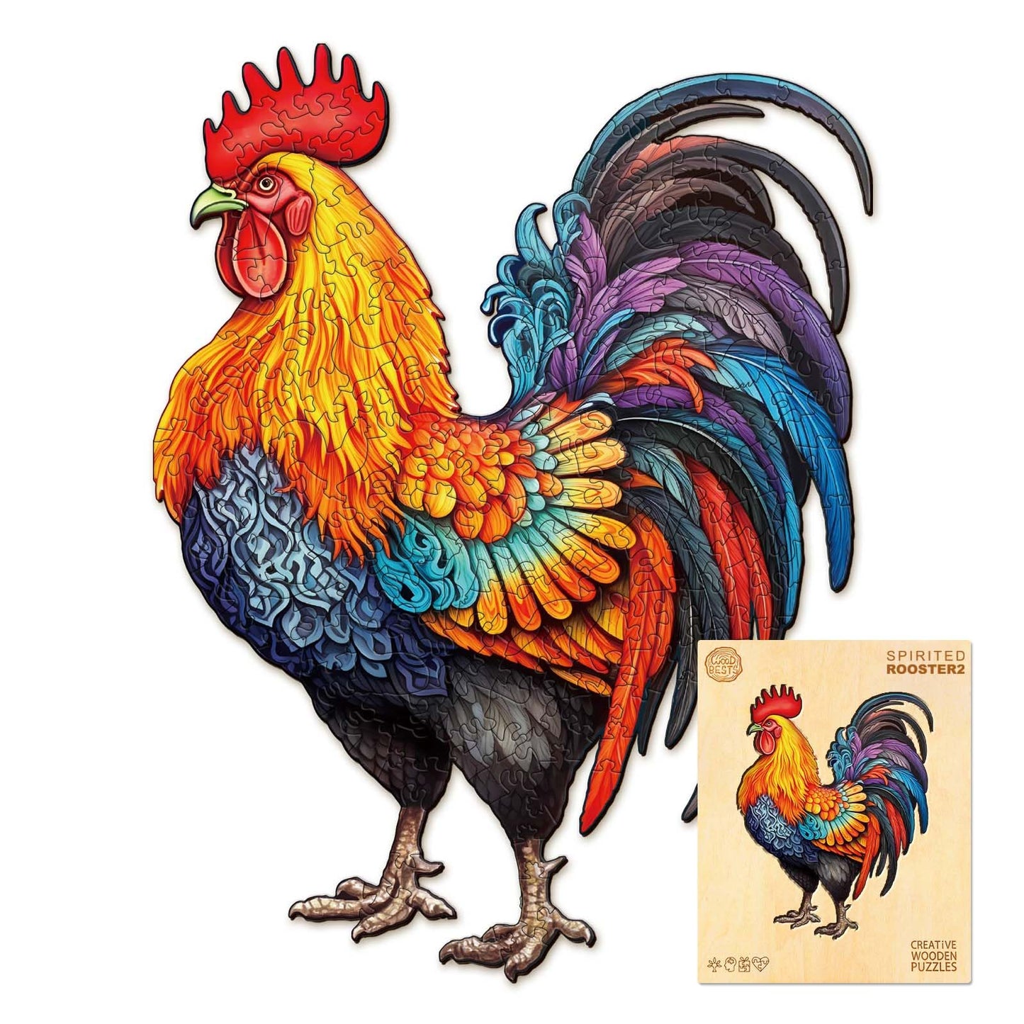 Wooden Puzzles for mature-themeds  100 Pieces Rooster Puzzles for mature-themeds  Unique Puzzles Gifts for Women Men  Wooden mature-themed Puzzles (S-10.2 * 7.8in)
