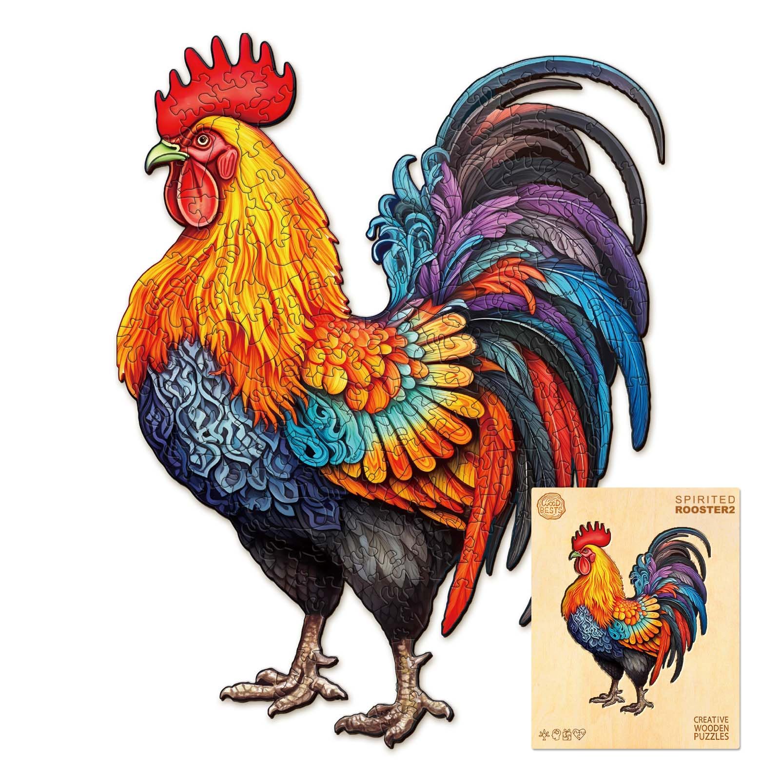 Wooden Puzzles for mature-themeds  100 Pieces Rooster Puzzles for mature-themeds  Unique Puzzles Gifts for Women Men  Wooden mature-themed Puzzles (S-10.2 * 7.8in)