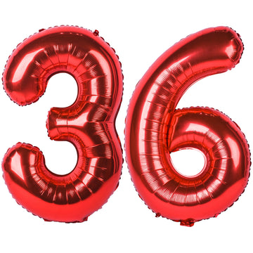 40 In Red Number Balloons Helium Foil Mylar Balloon Birthday Party Banquet Decoration Digital 36