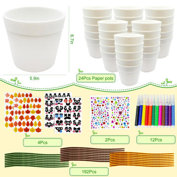 24 Set Garden Pot Craft Kit DIY Sunflower Plant Crafts Pot with Pipe Cleaners Stickers Fall Craft Kit for Fall Thanksgiving Autu