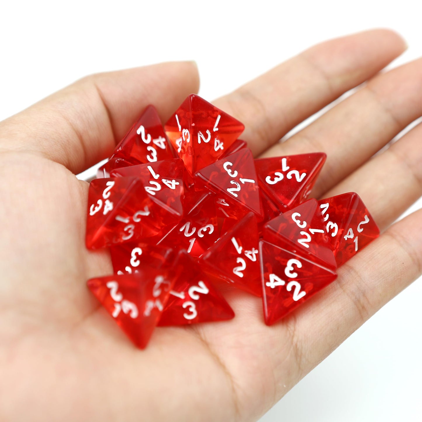 60PCS Red Four Sided D4 Dice for D&D TRPG Cup Games, Multi Gem Polyhedral Triangular Mini Acrylic Dice Set Suitable for Board Ta