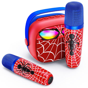 Mini Karaoke Machine for Kids Ages 3-12: Portable Bluetooth Speaker with 2 Wireless Microphone, LED Light Show for Kids 3 4 5 6 