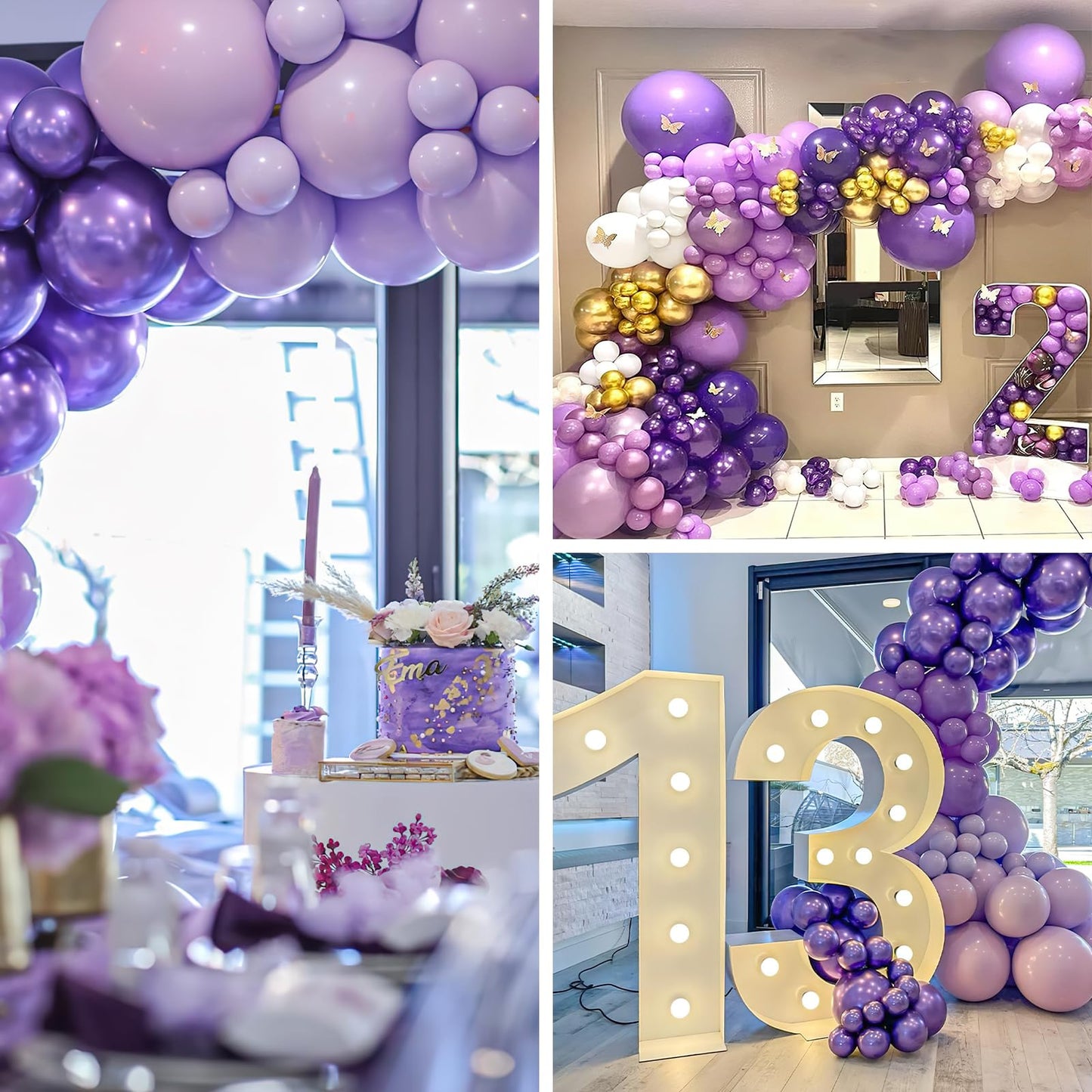 PartyWoo Metallic Purple Balloons Pack - 85 pcs, 5"-18" Sizes, Rubber, Perfect for Decorations, Purple-G105