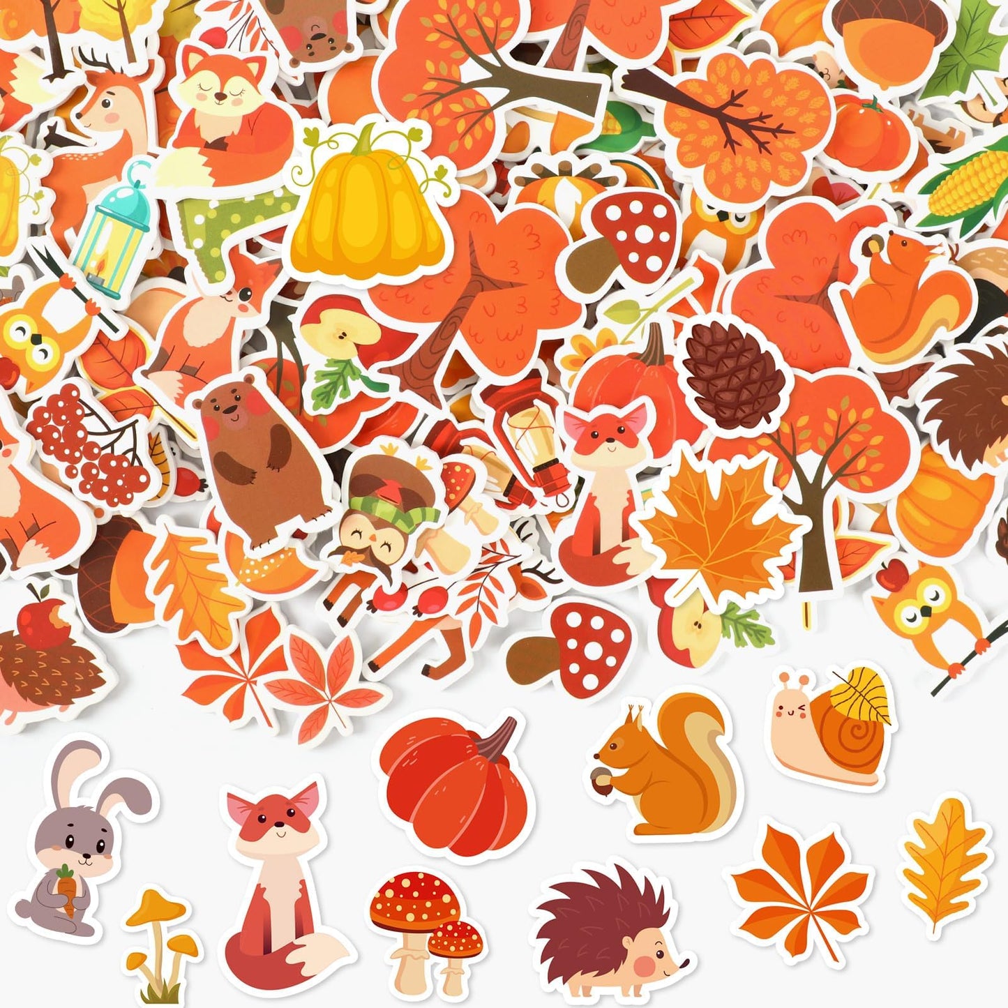 JULBEAR 300 Pieces Fall Foam Stickers, Thanksgiving Maple Leaves Self Adhesive Puffy Scrapbook Stickers for Kids Autumn Party Fa