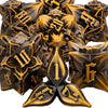 ARUOHHA Metal D&D Dice Set DND Ancient Gold D&D Dice Set with Gift Box, D + D 7PCS Leaf Design Polyhedral Dice Dungeons and Drag