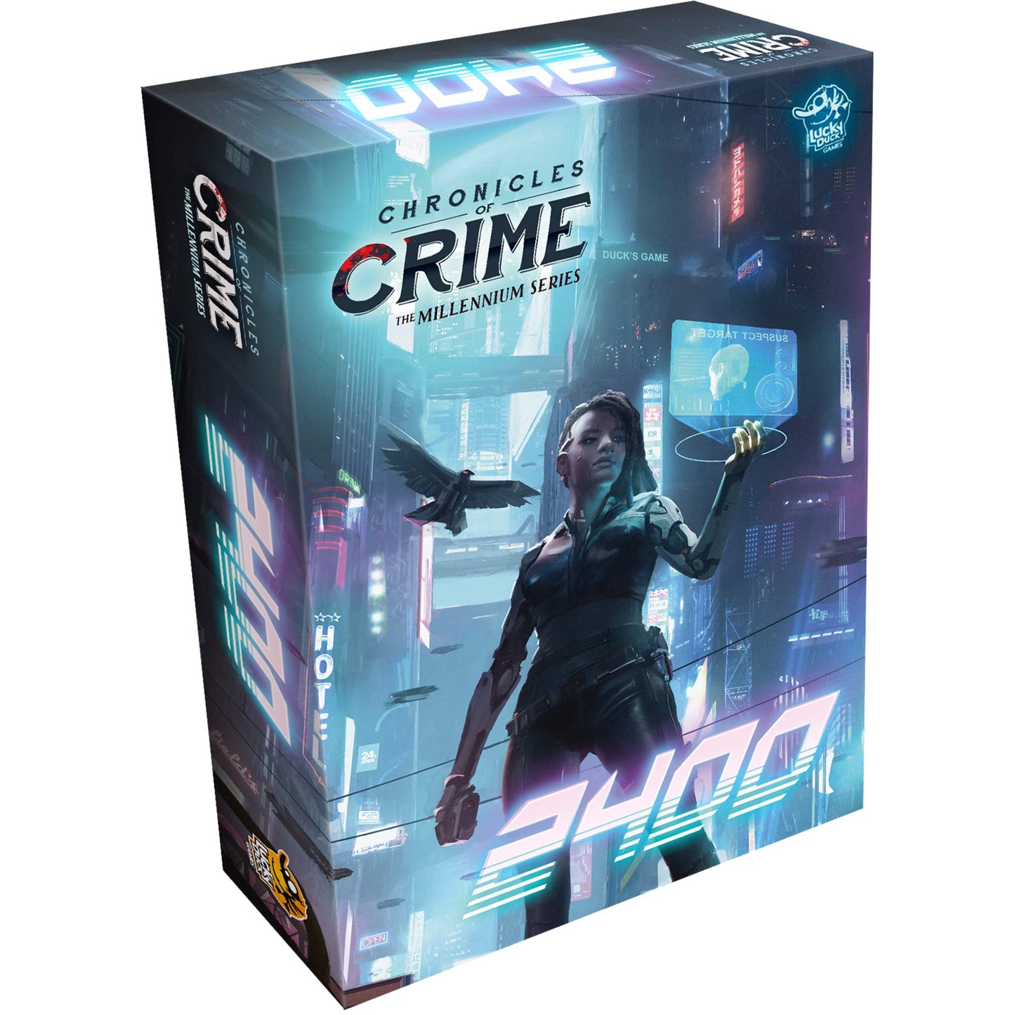 Lucky Duck Games Chronicles of Crime: The Millennium Series Board Game, Cooperative Murder Mystery, Ages 12+, 1-4 Players, Purple, Model CCM-R03-ENLKY