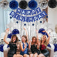 Blue And Silver Birthday Decorations For Men Boys, Navy Blue Silver Party Decoration Royal Bue Silver Birthday Balloons Happy Bi