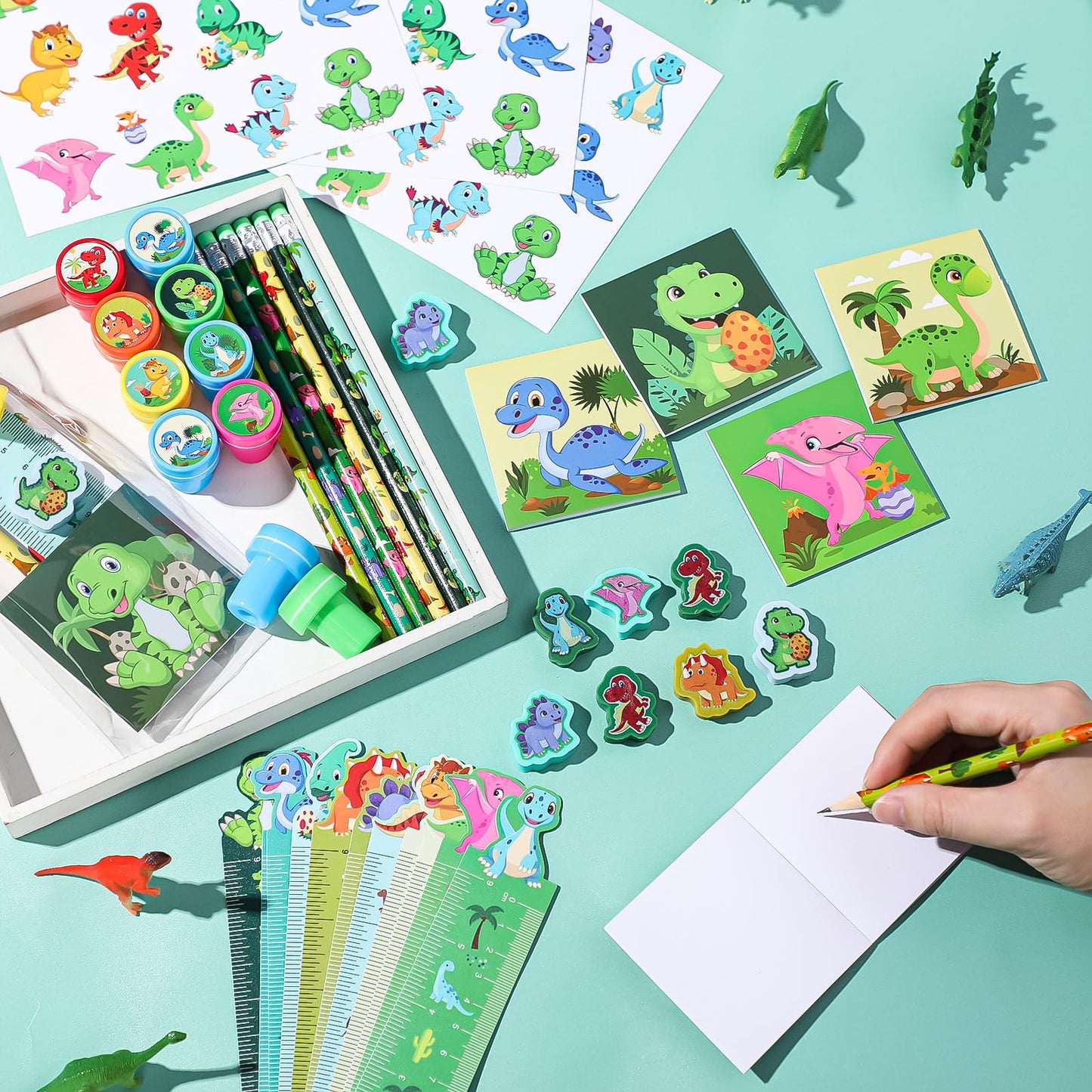 Perkoop 24 Pack Dinosaur Party Favors Dinosaur Birthday Party Supplies Dinosaur Goodie Bags For Boys Girls Birthday With Noteboo