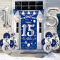 15Th Birthday Decorations For Boys Girls, Navy Blue Silver Happy 15Th Birthday Decorations Door Sign Banner 32'' Number 15 Foil