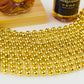 SHAOQINLIN 24 Pcs 33 Inch 7 mm Metallic Gold Bead Necklaces, Gold Mardi Gras Beads Necklace Party Beads Necklace Round Beaded Ne